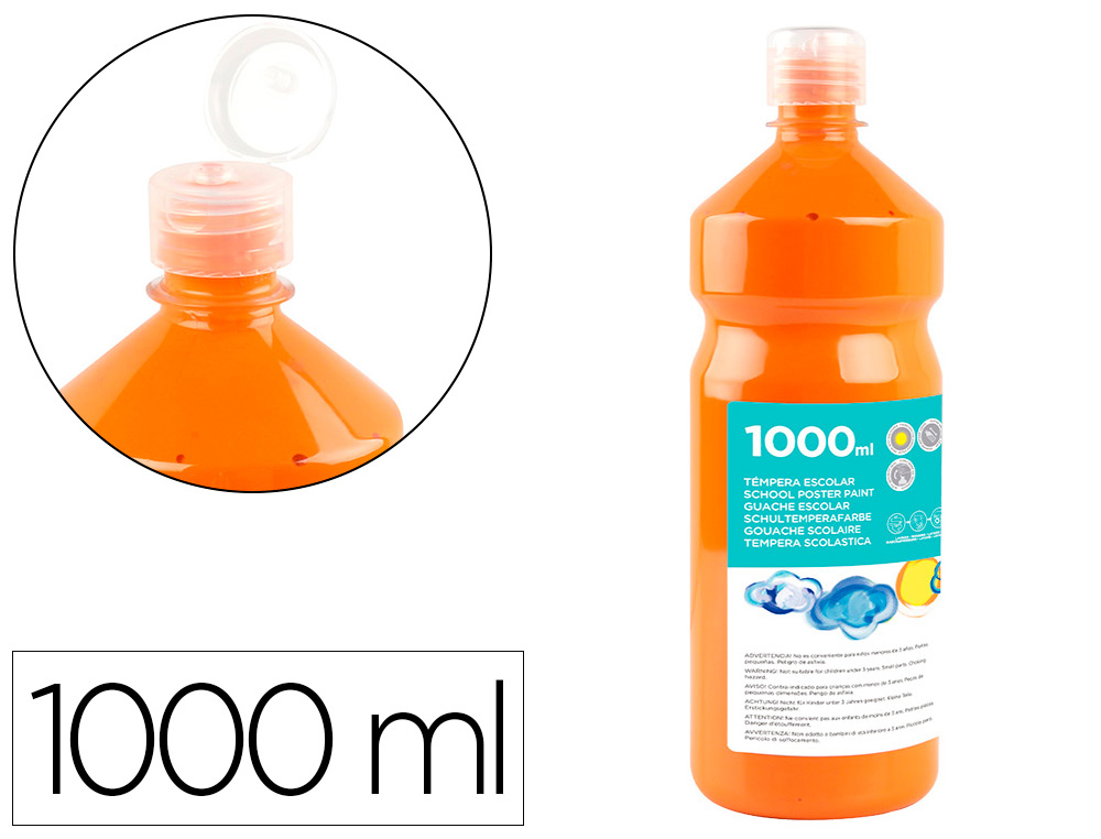 LIDERPAPEL - TEMPERA LIQUIDA ESCOLAR 1000 ML NARANJA (Ref.TP25)