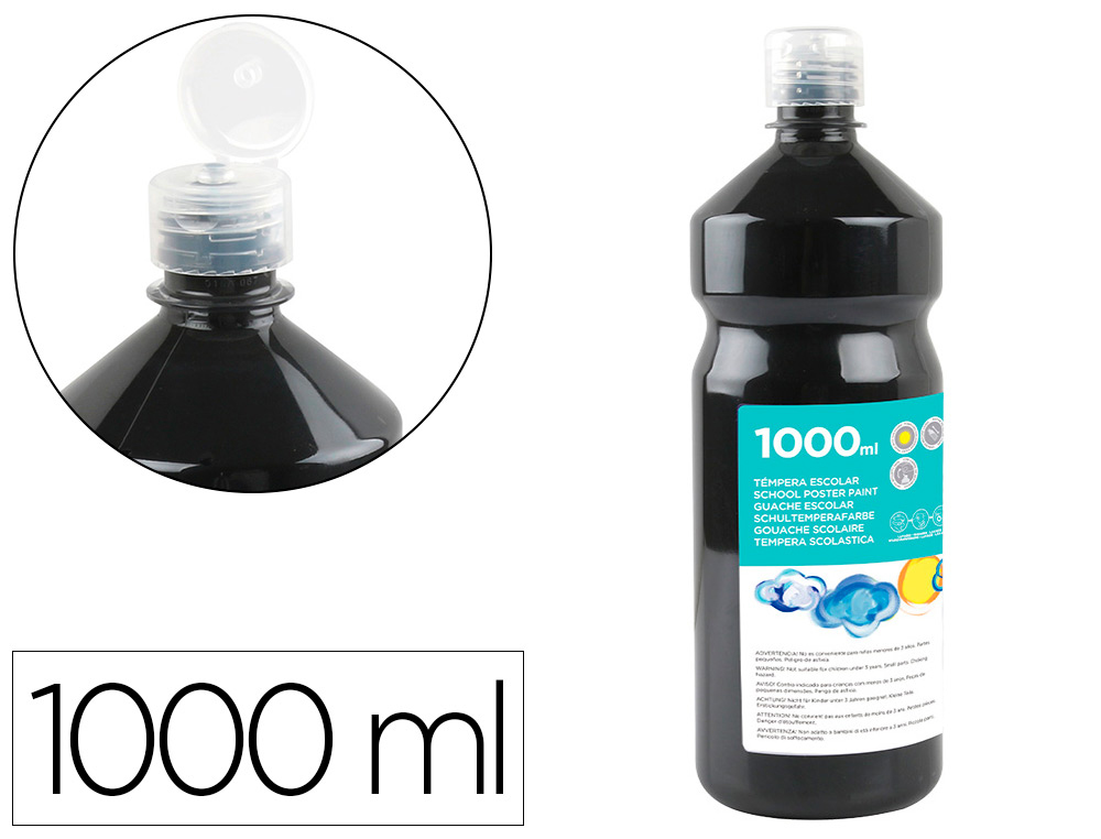 LIDERPAPEL - TEMPERA LIQUIDA ESCOLAR 1000 ML NEGRO (Ref.TP39)