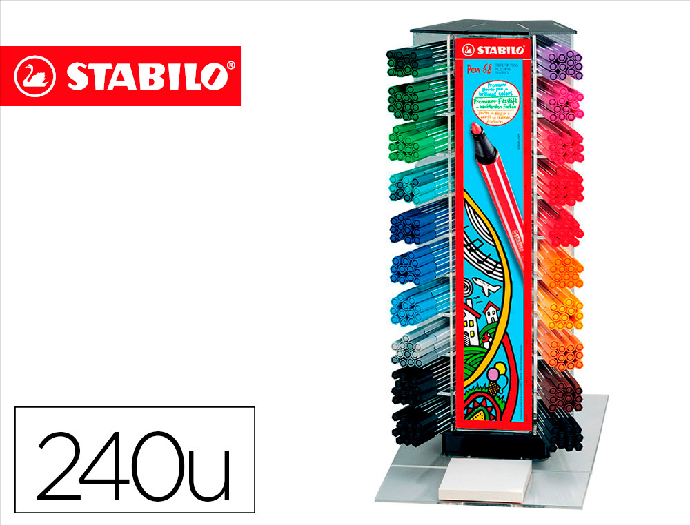 STABILO - ROTULADOR ACUARELABLE PEN 68 COUNTER EXPOSITOR 240 ROTULADORES SURTIDOS (Ref.68/240)