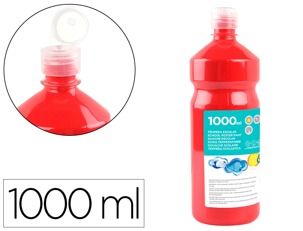 LIDERPAPEL - TEMPERA LIQUIDA ESCOLAR 1000 ML ROJO (Ref.TP26)
