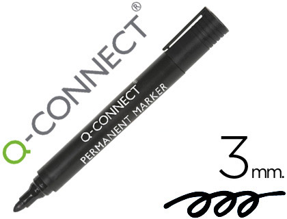 Q-CONNECT - ROTULADOR MARCADOR PERMANENTE NEGRO PUNTA REDONDA 3.0 MM (Ref.KF26045)