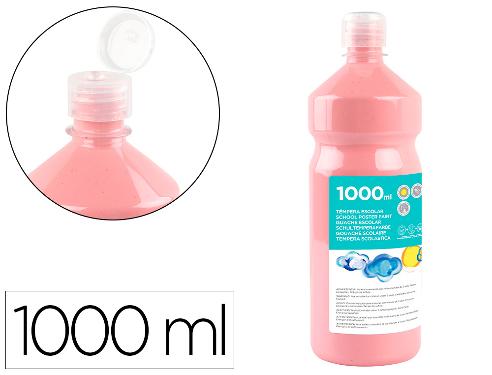 LIDERPAPEL - TEMPERA LIQUIDA ESCOLAR 1000 ML ROSA (Ref.TP28)