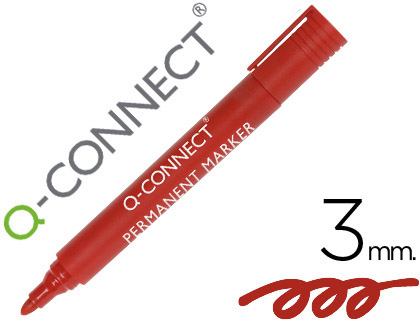 Q-CONNECT - ROTULADOR MARCADOR PERMANENTE ROJO PUNTA REDONDA 3.0 MM (Ref.KF26047)