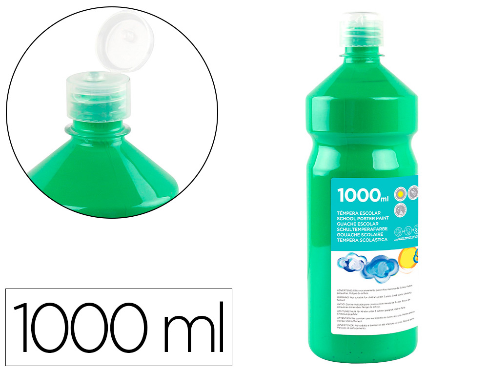 LIDERPAPEL - TEMPERA LIQUIDA ESCOLAR 1000 ML VERDE (Ref.TP36)
