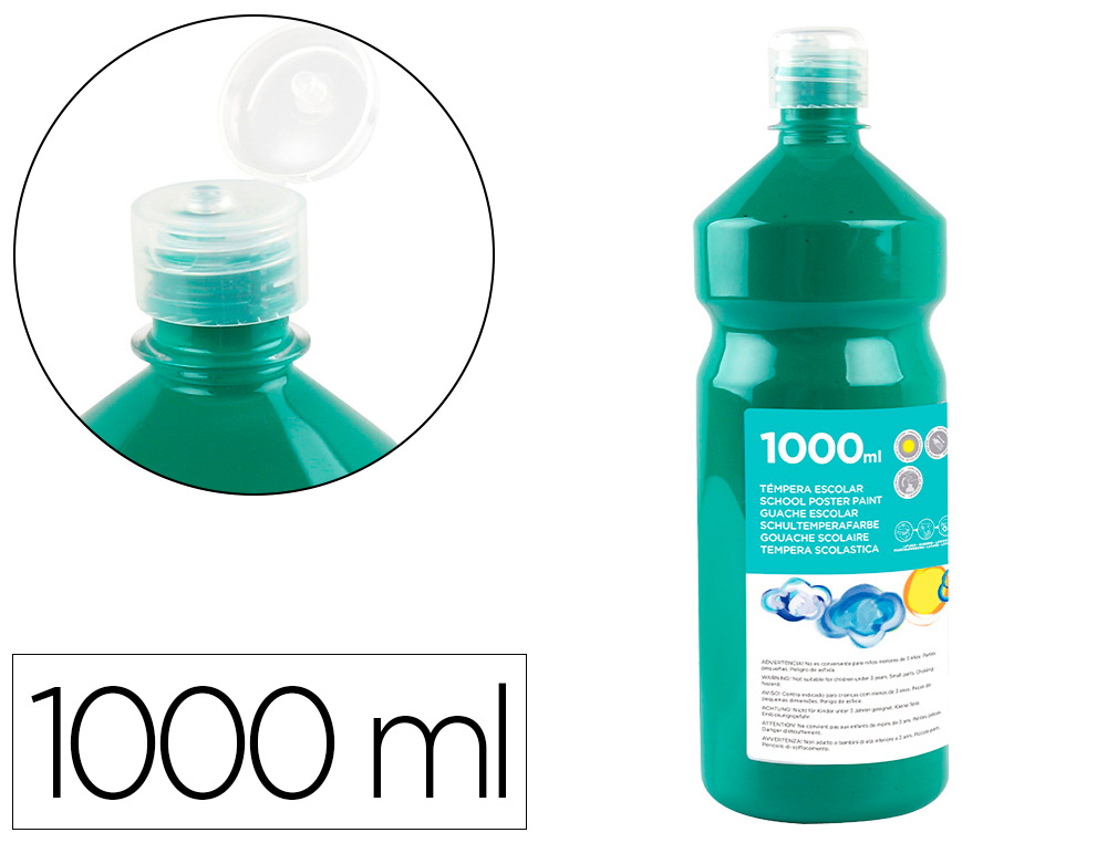 LIDERPAPEL - TEMPERA LIQUIDA ESCOLAR 1000 ML VERDE OSCURO (Ref.TP37)