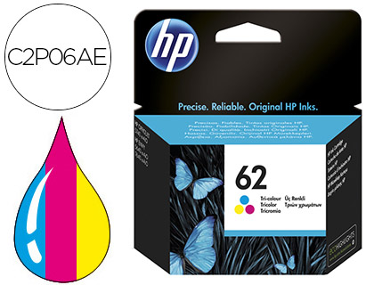 HP ( HEWLETT PACKARD ) - Cartuchos ORIGINALES Inyección De Tinta 62 Tricolor (Ref.C2P06AE#ABE)