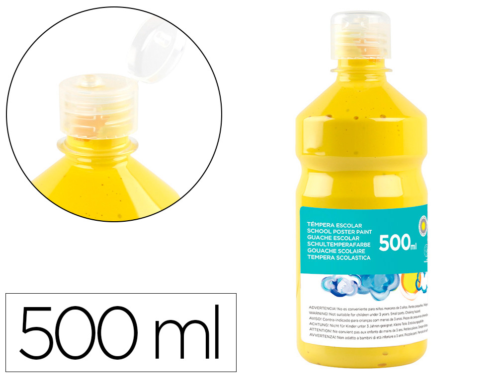 LIDERPAPEL - TEMPERA LIQUIDA ESCOLAR 500 ML AMARILLO (Ref.TP04)