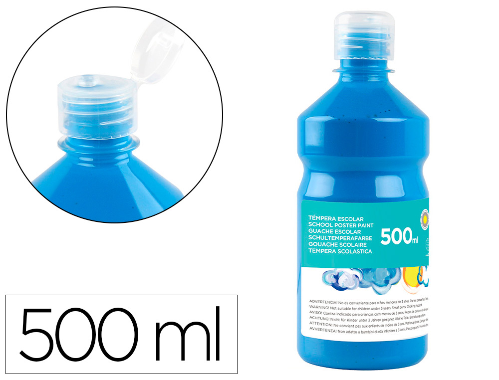 LIDERPAPEL - TEMPERA LIQUIDA ESCOLAR 500 ML AZUL (Ref.TP14)