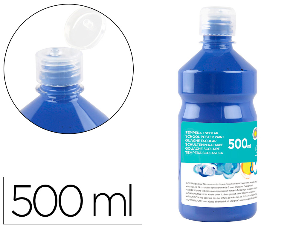 LIDERPAPEL - TEMPERA LIQUIDA ESCOLAR 500 ML AZUL MARINO (Ref.TP13)