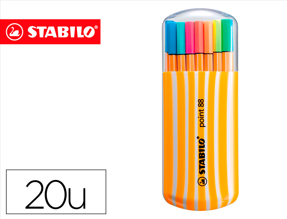 STABILO - ROTULADOR PUNTA DE FIBRA POINT 88 ZEBRUI ESTUCHE DE 20 COLORES SURTIDOS (Ref.8820-022)