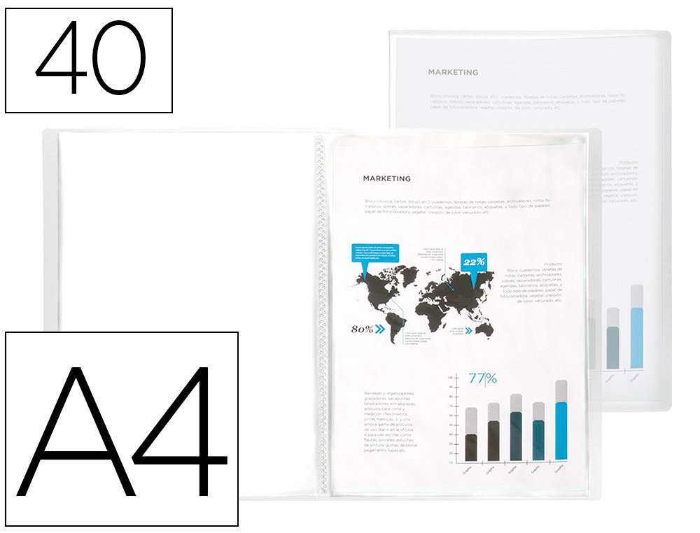 LIDERPAPEL - CARPETA ESCAPARATE 47054 40 FUNDAS POLIPROPILENO FROSTY DIN A4 TRANSPARENTE (Ref.CJ27)