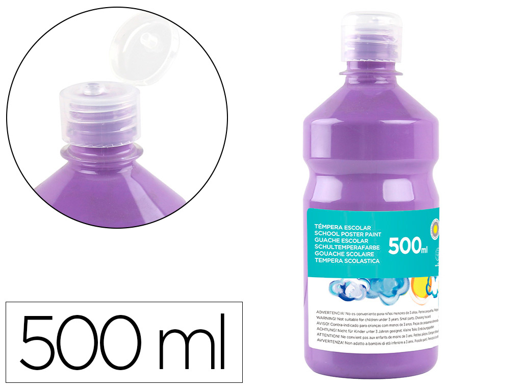 LIDERPAPEL - TEMPERA LIQUIDA ESCOLAR 500 ML LILA (Ref.TP12)