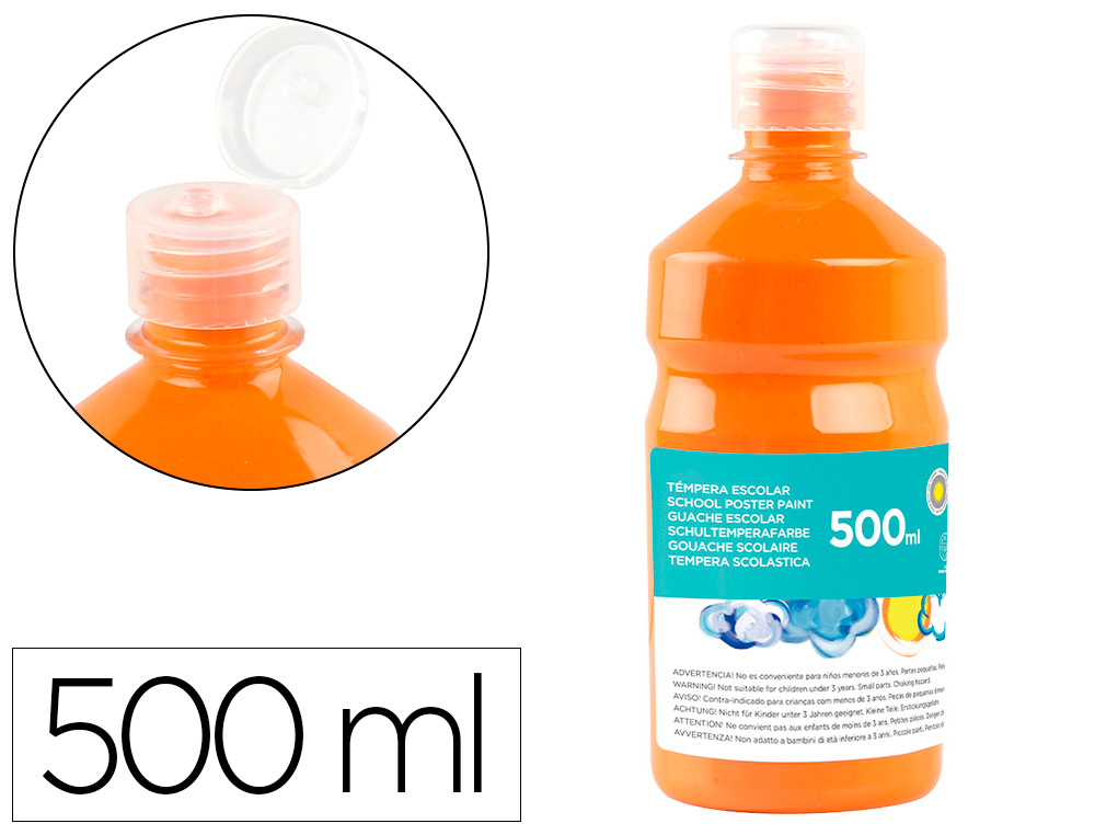LIDERPAPEL - TEMPERA LIQUIDA ESCOLAR 500 ML NARANJA (Ref.TP05)