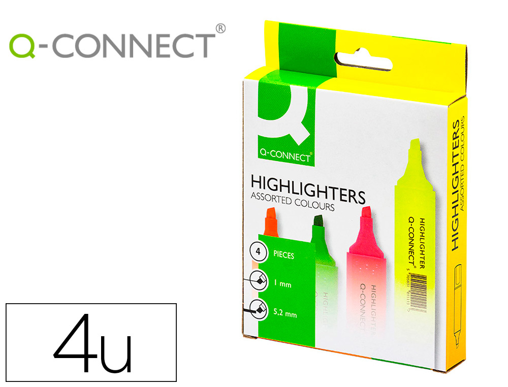 Q-CONNECT - ROTULADOR FLUORESCENTE SURTIDO -BOLSA DE 4 ROTULADORES (Ref.KF01116)