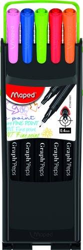 MAPED - ROTULADOR PUNTA DE METAL GRAPH PEPS FINE LINER COMPACT ESTUCHE DE 10 COLORES SURTIDOS (Ref.749155)