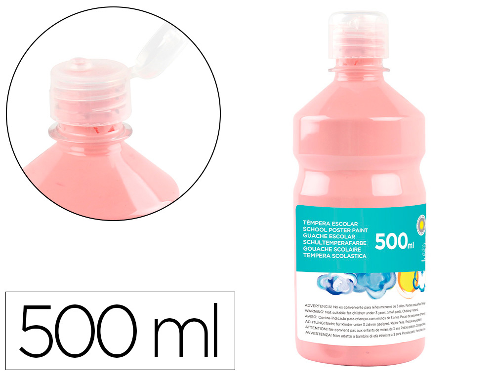 LIDERPAPEL - TEMPERA LIQUIDA ESCOLAR 500 ML ROSA (Ref.TP08)