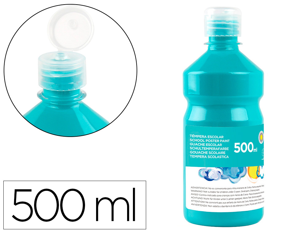 LIDERPAPEL - TEMPERA LIQUIDA ESCOLAR 500 ML TURQUESA (Ref.TP15)