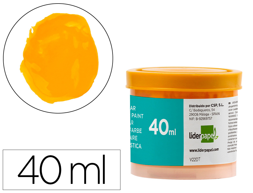 LIDERPAPEL - TEMPERA ESCOLAR 40 ML AMARILLO ORO (Ref.TP58)