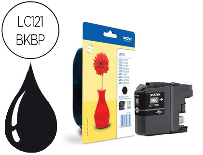 BROTHER - Cartuchos ORIGINALES Inyección De Tinta LC-121BK Negro (Ref.LC121BKBP)