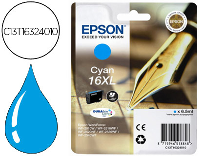 EPSON - Cartuchos ORIGINALES Inyección De Tinta 16XL Cyan (Ref.C13T16324010)