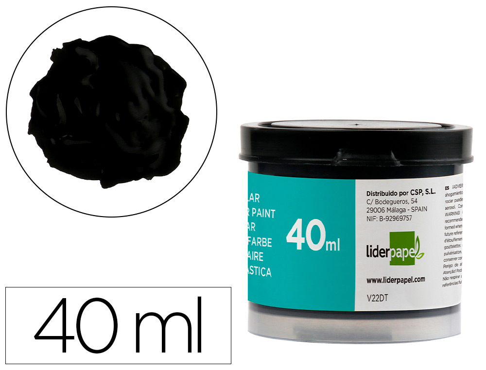 LIDERPAPEL - TEMPERA ESCOLAR 40 ML NEGRO (Ref.TP65)
