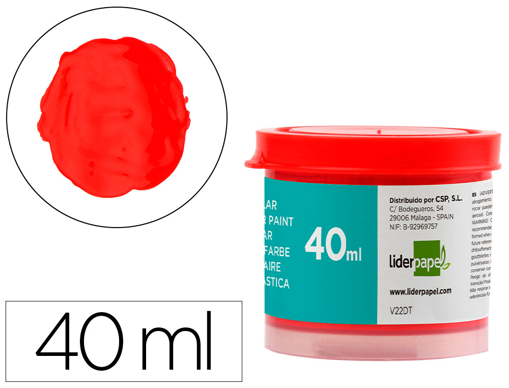 LIDERPAPEL - TEMPERA ESCOLAR 40 ML ROJO (Ref.TP66)