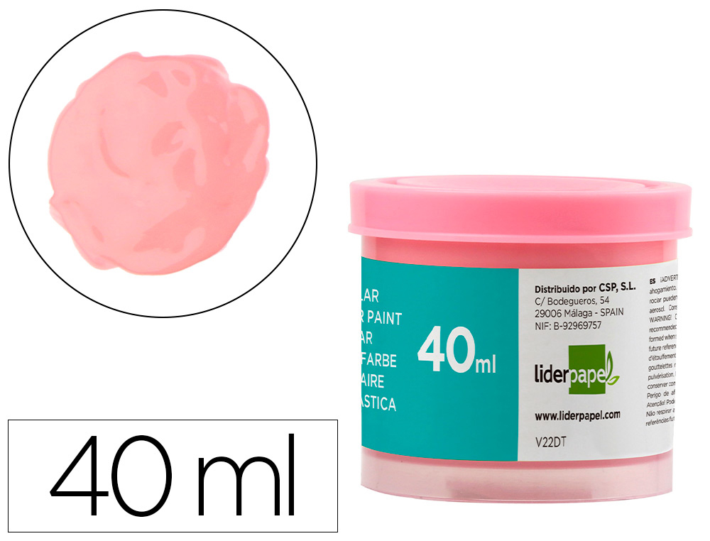 LIDERPAPEL - TEMPERA ESCOLAR 40 ML ROSA (Ref.TP67)