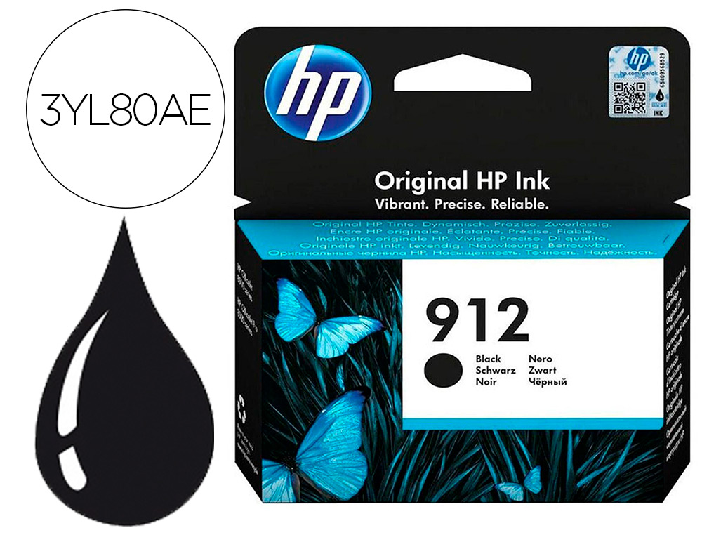 HP ( HEWLETT PACKARD ) - Ink-jet 912 officejet 8010 / 8020 / 8035 negro 300 pag (Ref. 3YL80AE)