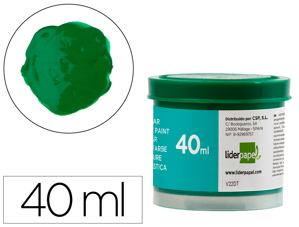 LIDERPAPEL - TEMPERA ESCOLAR 40 ML VERDE (Ref.TP68)