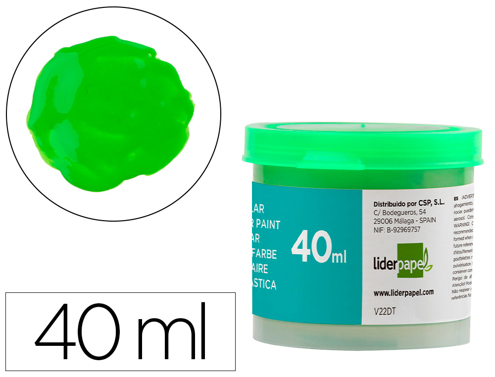 LIDERPAPEL - TEMPERA ESCOLAR 40 ML VERDE CLARO (Ref.TP69)