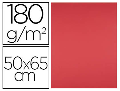 LIDERPAPEL - CARTULINA 50X65 CM 180G/M2 ROJO PAQUETE DE 25 (Ref.CX67)