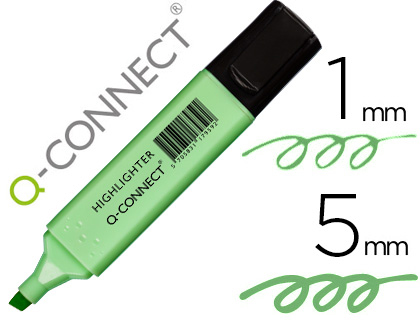 Q-CONNECT - ROTULADOR FLUORESCENTE PASTEL VERDE PUNTA BISELADA (Ref.KF17959)