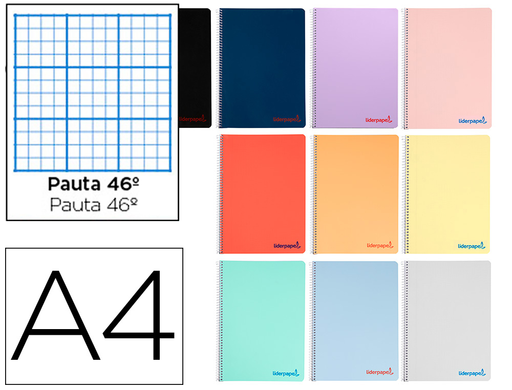 LIDERPAPEL - CUADERNO ESPIRAL FOLIO IMAGINE TAPA PLASTICO 80H 60 GR RAYADO Nº 46 COLORES SURTIDOS (Ref.BF84)
