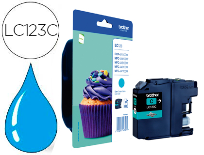 BROTHER - Cartuchos ORIGINALES Inyección De Tinta Cyan 600pg 0 (Ref.LC123CBP)