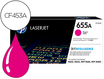 HP ( HEWLETT PACKARD ) - Toner 655a laserjet m652 / m653 / mfp m681 / mfp m682 magenta 10500 paginas (Ref. CF453A)