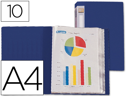LIDERPAPEL - CARPETA ESCAPARATE 31702 10 FUNDAS POLIPROPILENO DIN A4 AZUL LOMO PERSONALIZABLE (Ref.CJ32)