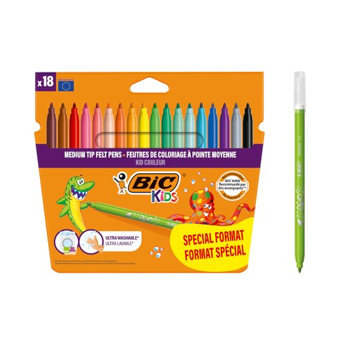 BIC KIDS - CAJA 18 ROTULADORES ULTRALAVABLES COULEUR (Ref.841799)