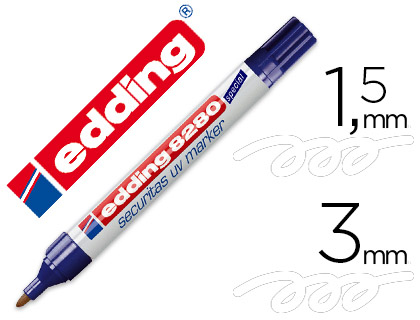 EDDING - ROTULADOR MARCADOR DE SEGURIDAD VISIBLE BAJO LA LUZ ULTRAVIOLETA PUNTA REDONDA 1,5 MM (Ref.8280UV)