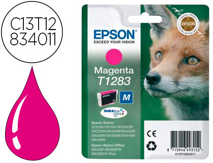 EPSON - cartucho inyección magenta 3,5ml T128 Stylus BX305/S22/SX125/130/235/420/435/440 (Ref.C13T12834012)