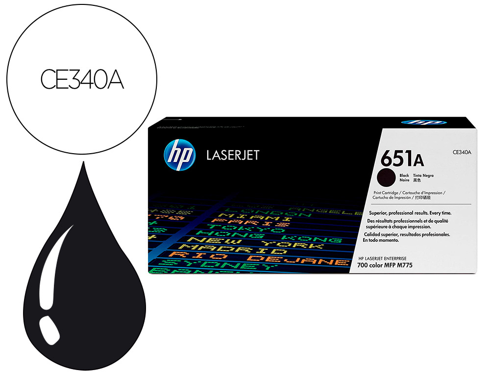 HP - TONER 651A LASERJET MFP M775DN / M775F / M775Z / M775Z NEGRO 13.500 PAGINAS (Ref.CE340A)