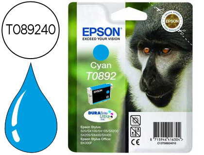 EPSON - Cartuchos ORIGINALES Inyección De Tinta INY T0892 CY 0,17K (Ref.C13T08924011)