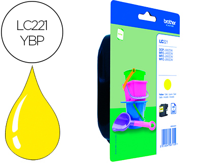 BROTHER - Cartuchos ORIGINALES Inyección De Tinta amarilla 260 pág.A4 (Ref.LC221YBP)