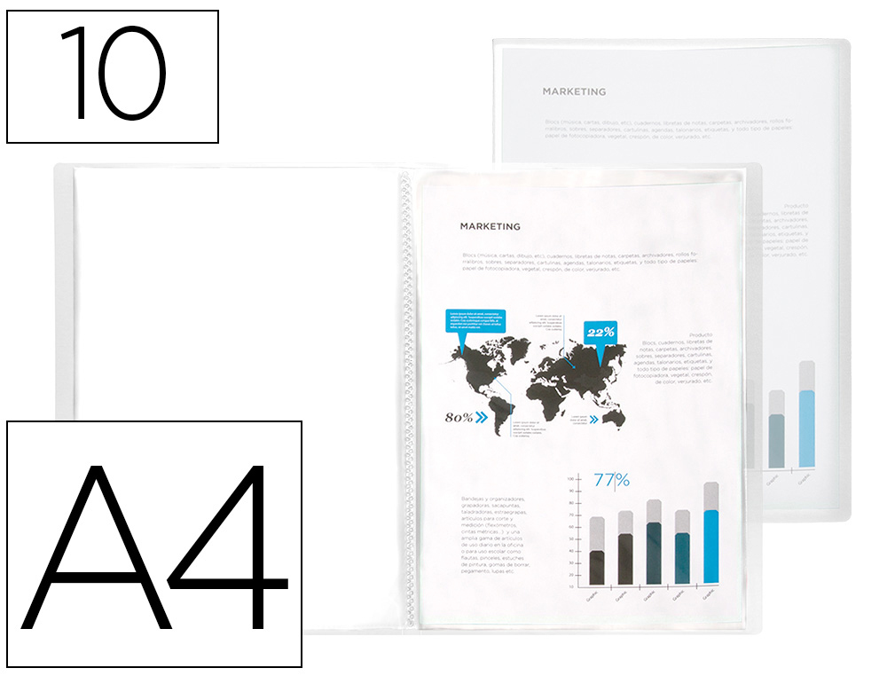 LIDERPAPEL - CARPETA ESCAPARATE 47484 10 FUNDAS POLIPROPILENO TRASLUCIDA DIN A4 TRANSPARENTE FROSTY (Ref.CJ77)