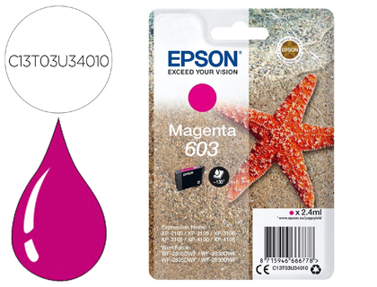 EPSON - Ink-jet 603 xp-2100 / 2105 / 3100 / 4100 / wf-2810 / 2830 / 2835 / 2850 magenta 130 paginas (Ref. C13T03U34010)