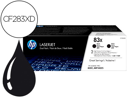 HP ( HEWLETT PACKARD ) - Toner laserjet pro 83x m201 mfp m225 negro pack de 2 unidades 2200 paginas (Ref. CF283XD)