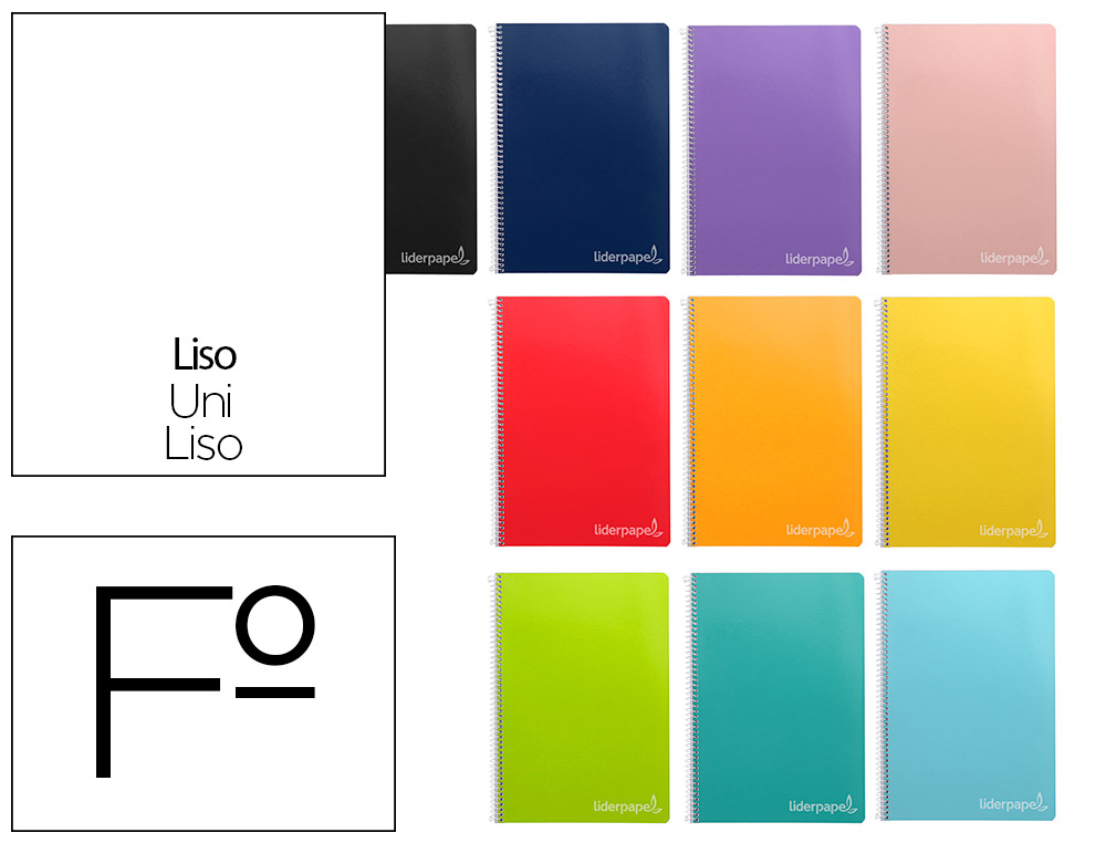 LIDERPAPEL - CUADERNO ESPIRAL FOLIO INSPIRE TAPA DURA 80H 60 GR LISO COLORES SURTIDOS (Ref.BF45)