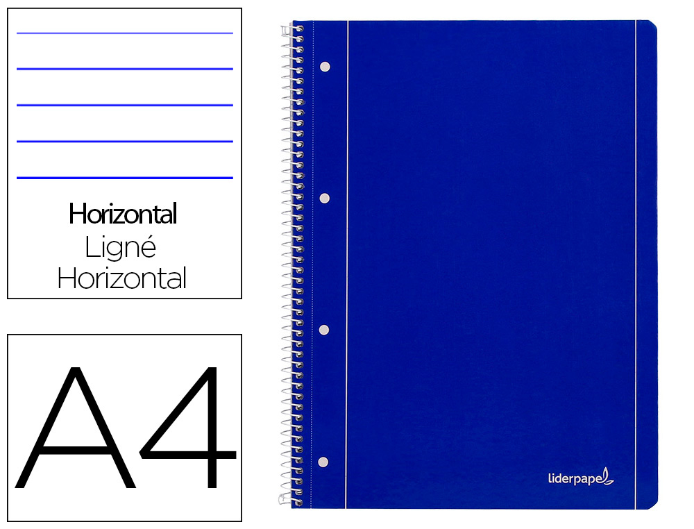LIDERPAPEL - CUADERNO ESPIRAL A4 MICRO SERIE AZUL TAPA BLANDA 80H 80 GR HORIZONTAL CON MARGEN 4 TALADROS AZUL (Ref.BE05)