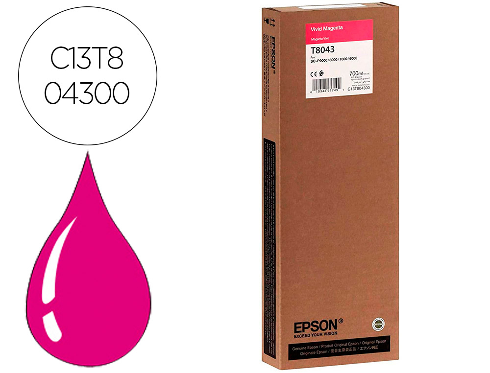 EPSON - Ink-jet gf surecolor serie sc-p vivid magenta ultrachrome hdx/hd 700ml (Ref. C13T804300)