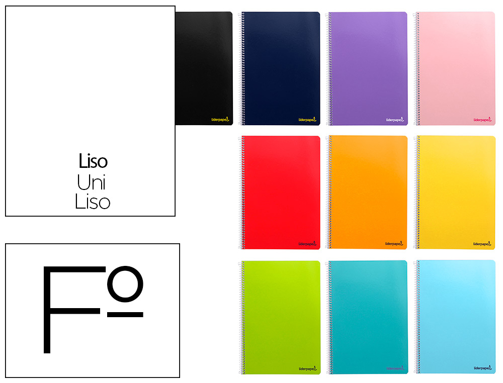 LIDERPAPEL - CUADERNO ESPIRAL FOLIO WRITE TAPA BLANDA 80H 60 GR LISO COLORES SURTIDOS (Ref.BF05)