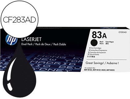 HP ( HEWLETT PACKARD ) - Toner Laser ORIGINALES 83A NEGRO 1500 PAGINAS (Ref.CF283AD)